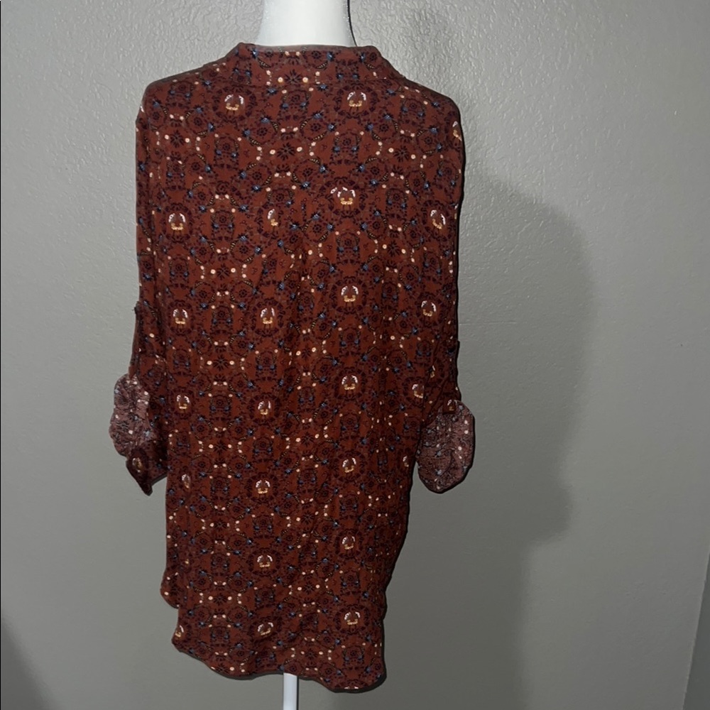Women's Brown Patterned Top - Picture 4 of 5